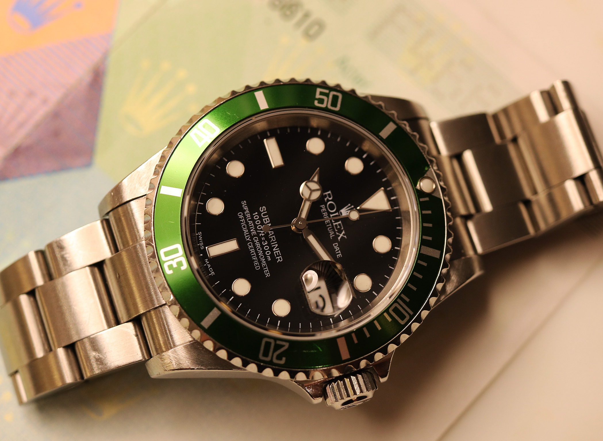 Rolex Submariner Date 16610LV “Kermit” Fat Four - immagine 3